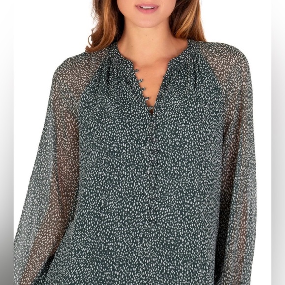 NWT Joie Limited Edition Long Sleeve Arctic Spot Chiffon Dress Front Button ZP1 - Picture 9 of 9